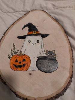 Cute Ghost Halloween wood art