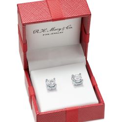 Diamond Stud Earrings 14k White Gold