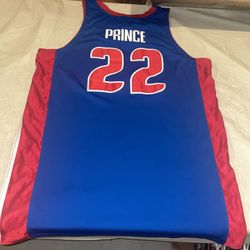 Authentic Nike TAYSHAUN PRINCE DETROIT PISTONS JERSEY Blue Clean Sewn Mens 52