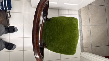 Wooden Chair with Green Velvet Seat