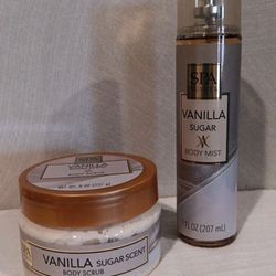 2~SPA Luxury Vanilla Sugar  Scent Body Scrub & Body Mist 7.Fl.oz 