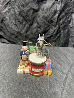 Danbury Mint Christmas ornament Schnauzer dog 2008 Christmas Drummer