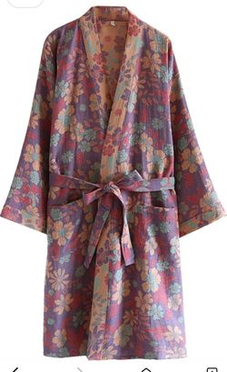 Womens Robe Pure Cotton Pajamas 3/4 Sleeve Spring new size medium