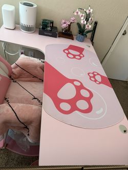 Ergonomic Pink L Shape Gaming Desk
