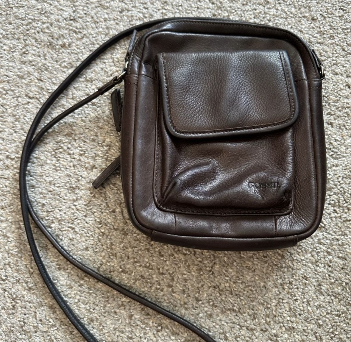 Fossil Brown Leather Crossbody Bag