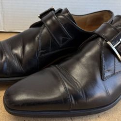 Mens Sz 7M Magnanni Black Leather Monk Strap Shoes Loafers MARCO II