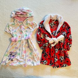 Disney Minnie Mouse Girls Size 4 Red Bathrobe & swimsuit cover Set Size 2/3T