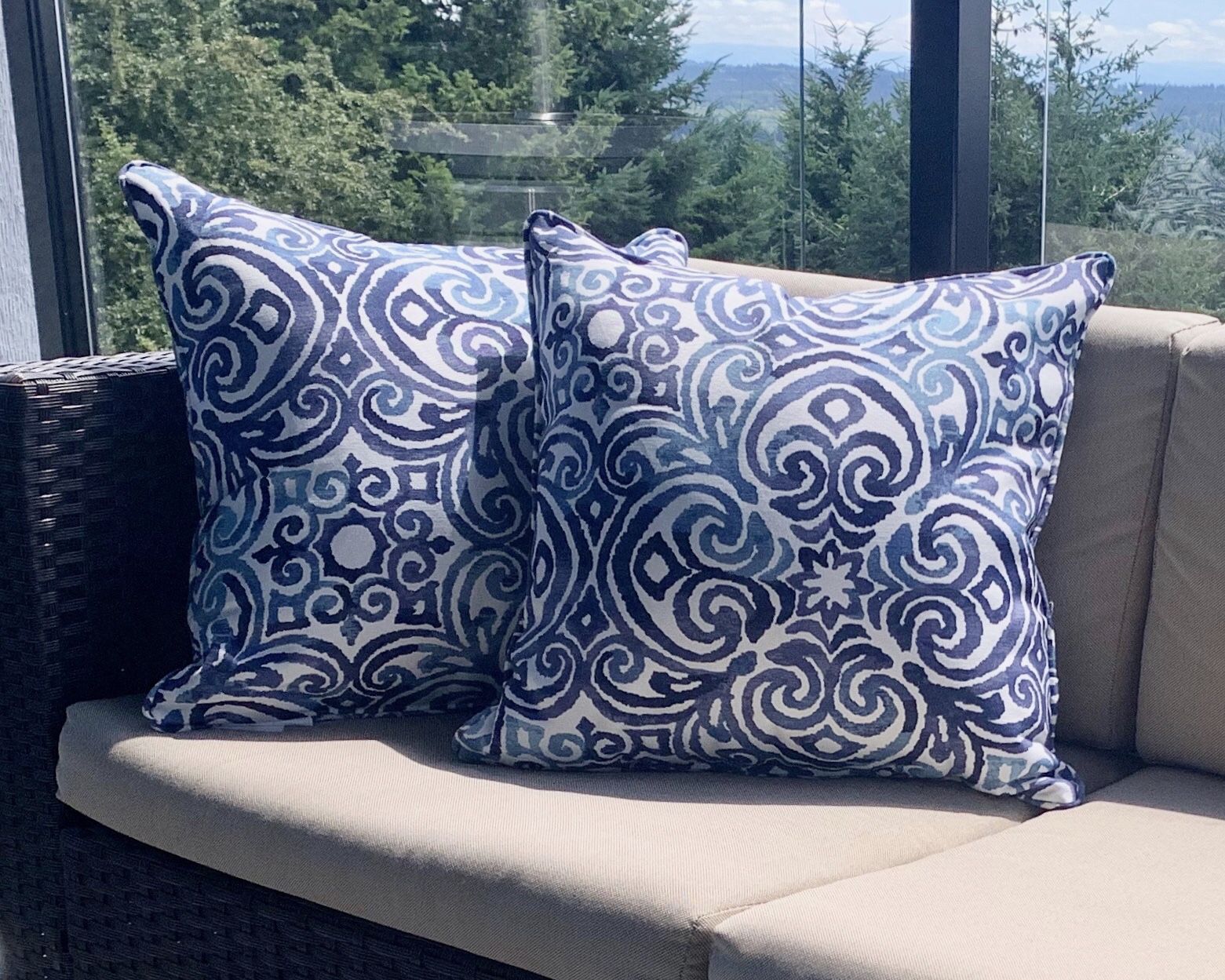 New blue outdoor patio throw pillows