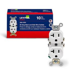 Leviton 20 Amp 125 V Commercial Grade Duplex Outlet/Receptacle, White (10-Pack)