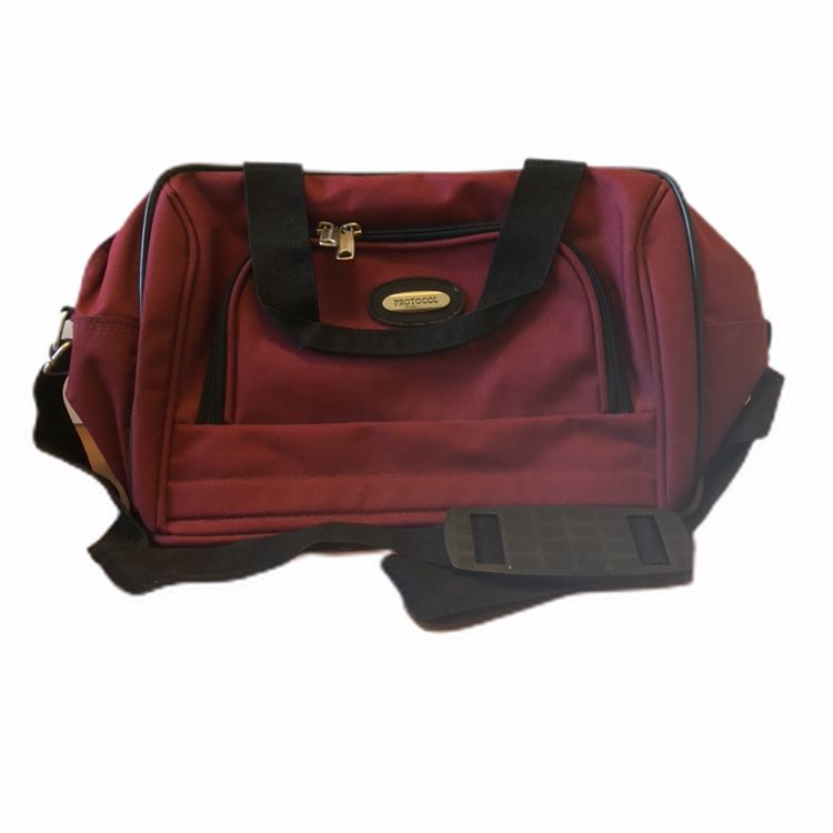 PROTOCOL luggage Duffle Bag Burgundy shoulder Canvas like Travel gym Bag