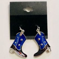 NEW American Flag Patriotic Cowboy Boot Dangle Earrings