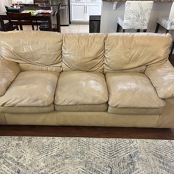 Beige Leather Couch