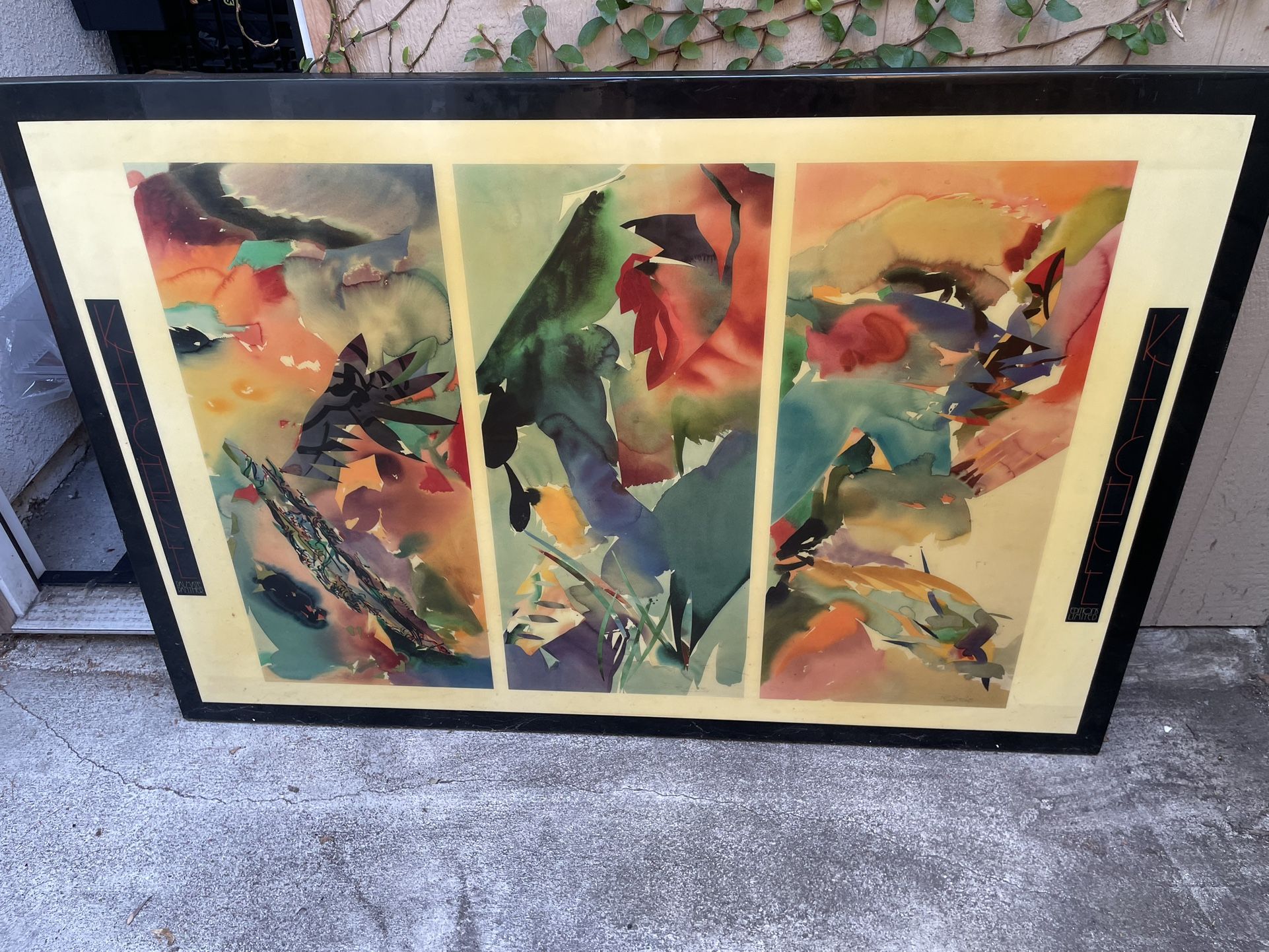 Peter Kitchell Palmate Panther 1989 Triptych Mounted Lithograph 61.5”x41.5”