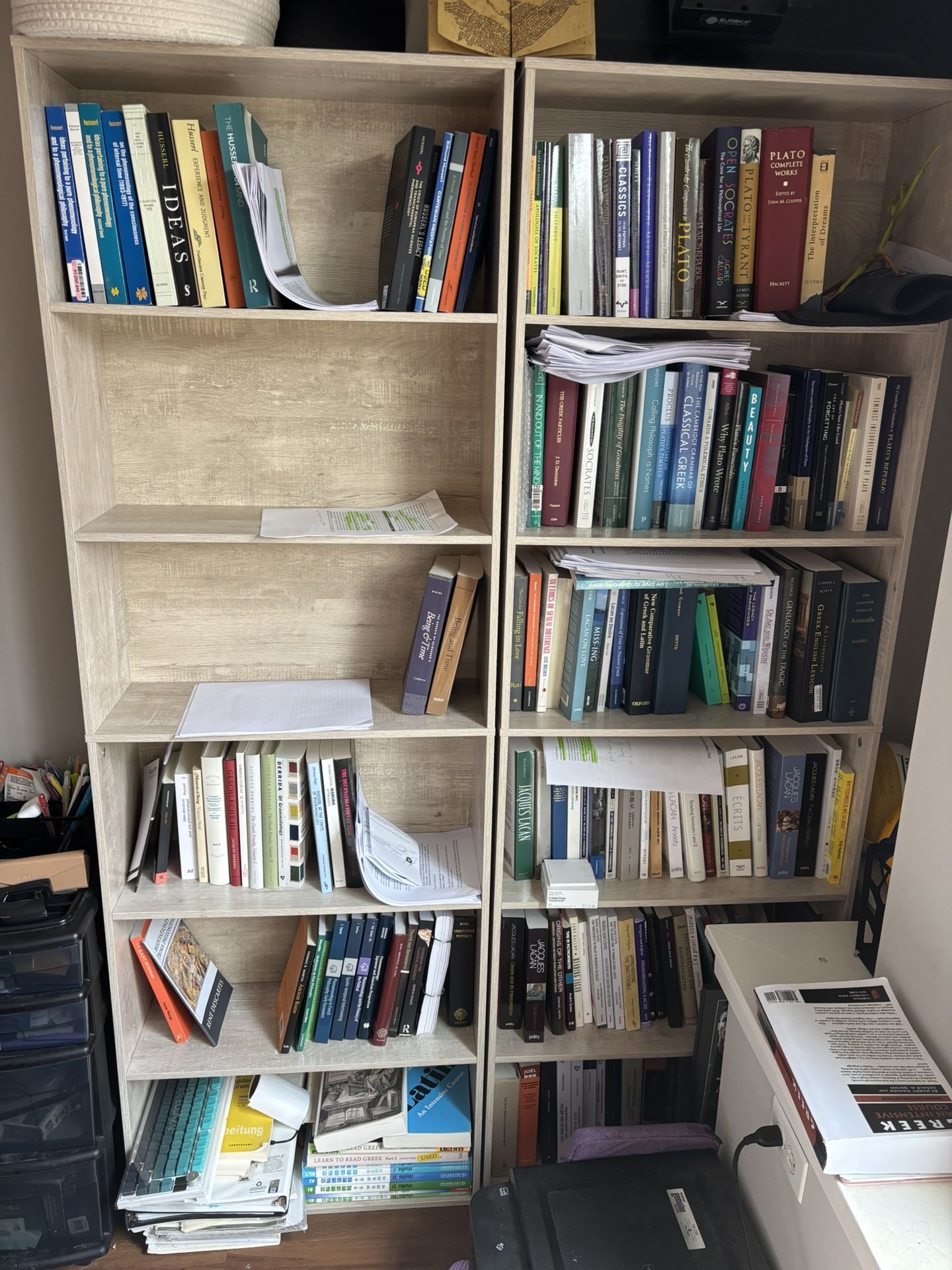 IRONCK Bookcases, 6-tier, 23.82" W* 9.25" D * 70.87" H, Beige Maple and Vintage Brown