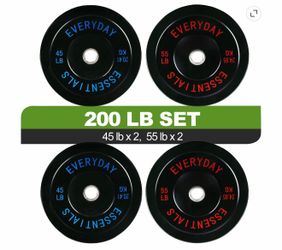 200LB Olympic Bumper Plate Set, 2-Inch Rubber Weight Plates with Steel Hub