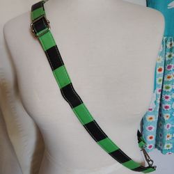 Replacement Crossbody Strap Black Green Silver Tone Hardware Adjustable