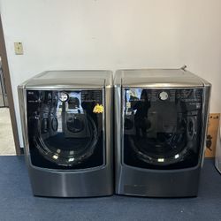 LG Electric Front Load Washer & Dryer Set In Grey