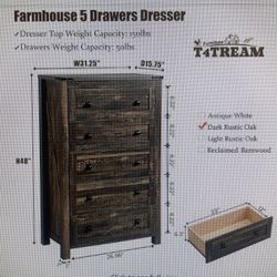 Farmhouse 5drawer Dresser Chest 