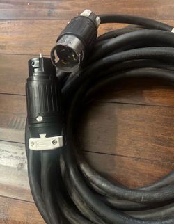 50ft heavy-duty 50A 125/250V (120/240-250V) temporary power cord (likely SO cord 8 AWG 4-conductor cable), commonly used for generators, RVs, temporar