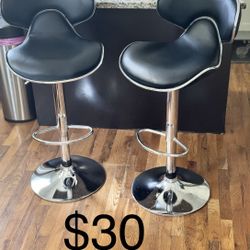 Two Adjustable Height Bar Stools 