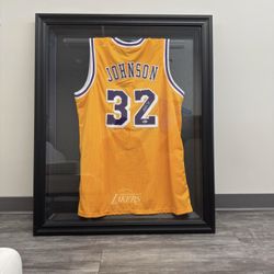 Magic Johnson Signed Jersey In Shadow Box 