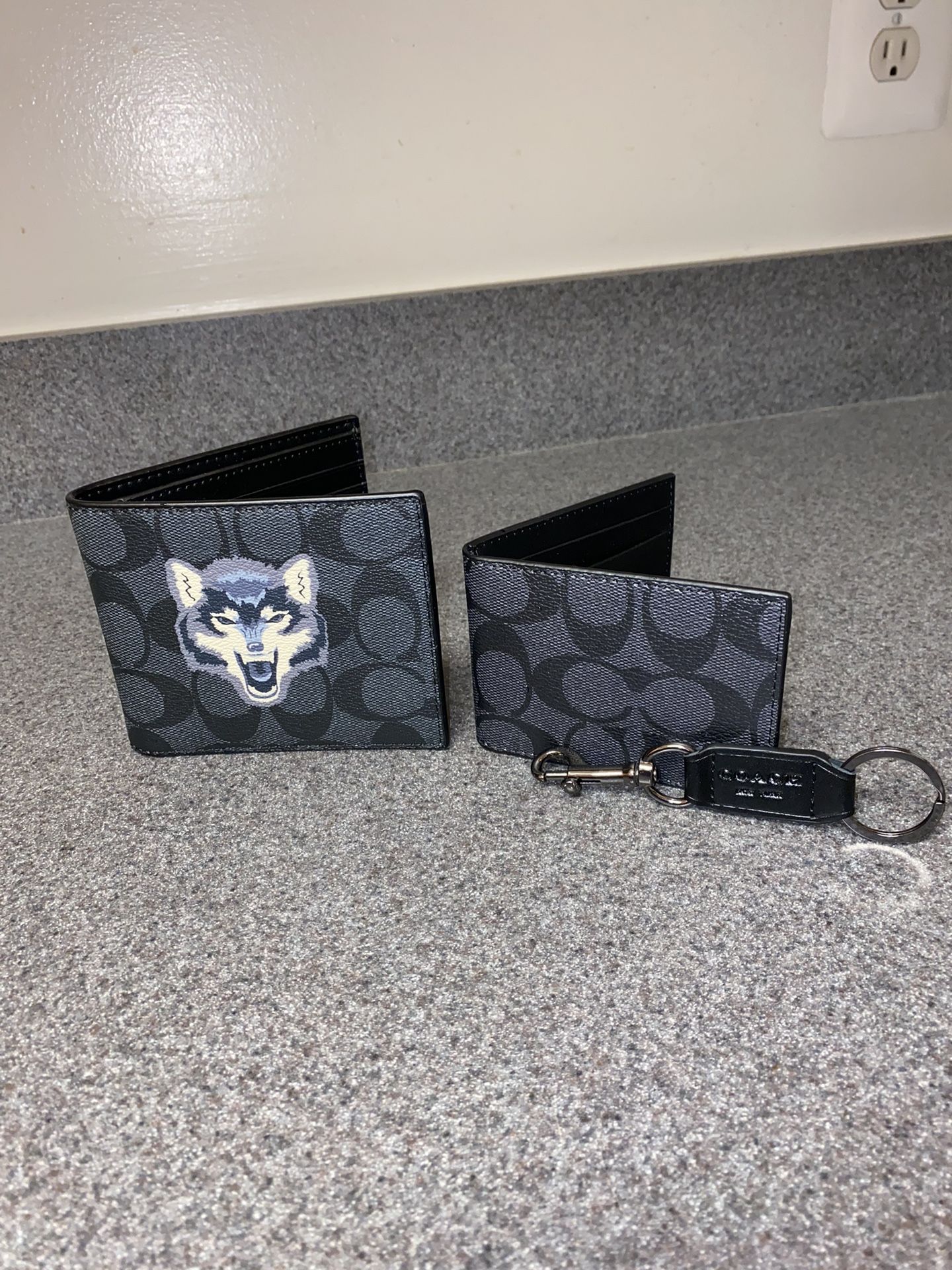 Coach Men Wallet Signature Wolf Print Original Coach