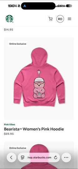 XL Women’s Pink Starbucks Bearista Hoodie