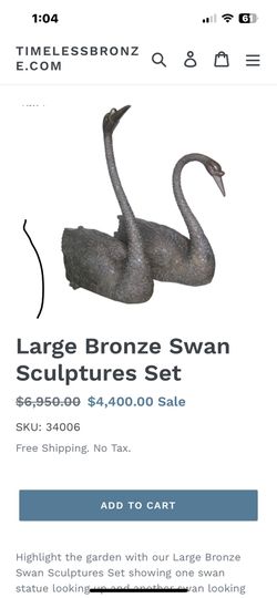 2 Pc Swan Sculpture Set