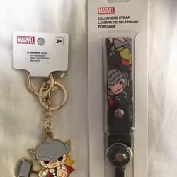 Marvel Thor Avengers Kawaii Key Chain & Detachable Cellphone Lanyard Miniso