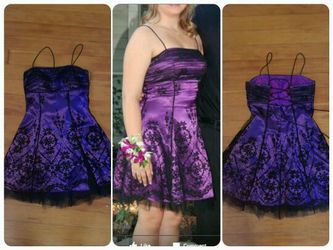 Purple and Black Misses Size 7 Dress