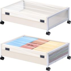 Under Bed Storage, 2 Pack Under Bed Storage with Wheels, Large Under Bed Rolling Storage with Lid
