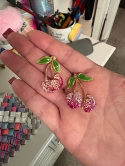 Cherry fruit diamond earrings