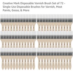 Creative Mark Disposable Varnish Brush Set of 72 - Single-Use Disposable Brushes for Varnish, Most Paints, Gesso, & More
