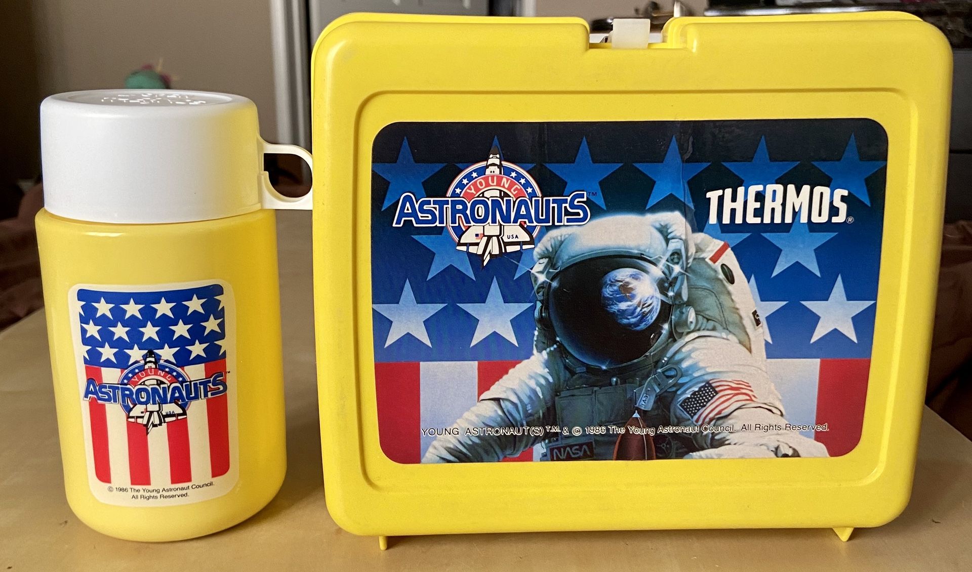 Vintage 1986 Thermos Young Astronauts Roughneck Bottle School Lunchbox Unused