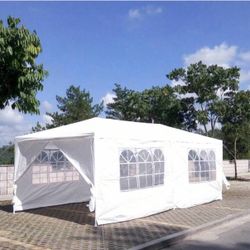 10 ft. x 20 ft. White Wedding Party Canopy Tent Outdoor Gazebo with 6-Removable Sidewalls