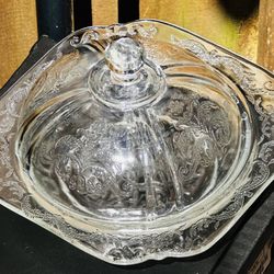 Federal Glass Madrid Recollection of 1930’s  Covered Butter or Cheese Dish