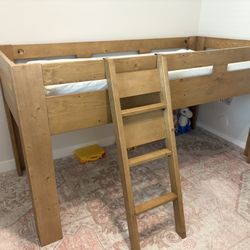 Twin Size Low Loft Bed With Mattress