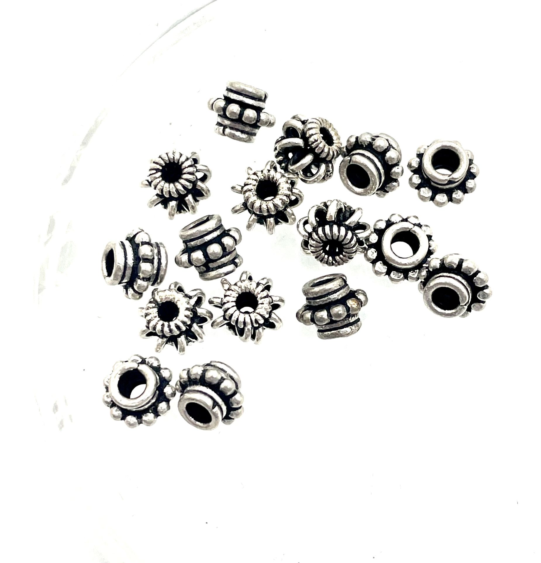 SV14 Sterling Silver Bali Beads- 4 Beads