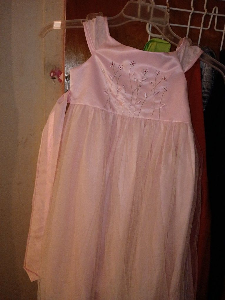 Pink Dress Ties In Back Short Sleeve