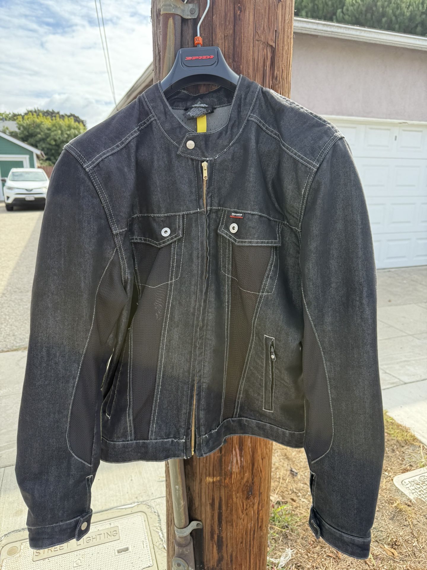 SPIDI Black Denim Riding Jacket In Size XL