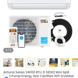 24000 BTU Mini Split Air Conditioner, Energy Star, with Remote, Compatible with Alexa, Googlehome, Heat Pump, 21 SEER2 Inverter, 24H Timer, for Rooms 