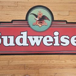 RARE Classic Metal Vintage Budweiser Beer Sign Large 60" Advertisement! (1994)