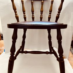 Vintage Colonial Style Spindled Windsor Back Dining Chair Wood  & Nailhead Trim