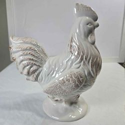 Ceramic Distressed White Rooster Figurine