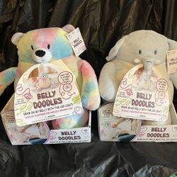 Animal Adventure Bellydoodles Elephant Or Bear" Plush with LED Pen