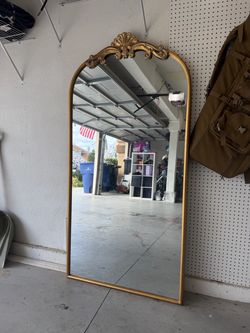 Gold Ornate Arched Floor Mirror
