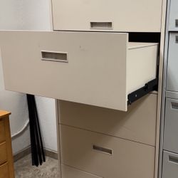 Sleek Heavy-Duty 5-Drawer Beige Metal Filing Cabinet 64" x 30" x 18"