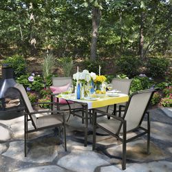 NEW Outdoor Patio Set Table and Chairs Dining Set Table With Umbrella Hole Garden Backyard Furniture