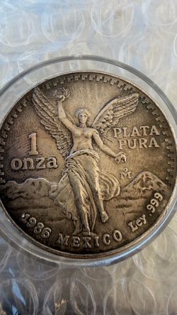 1986 Mexico 1 Onza Plata Pura Silver Coin Máster toning