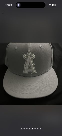 Gray And White New Era Los Angeles Angels Fitted Ha